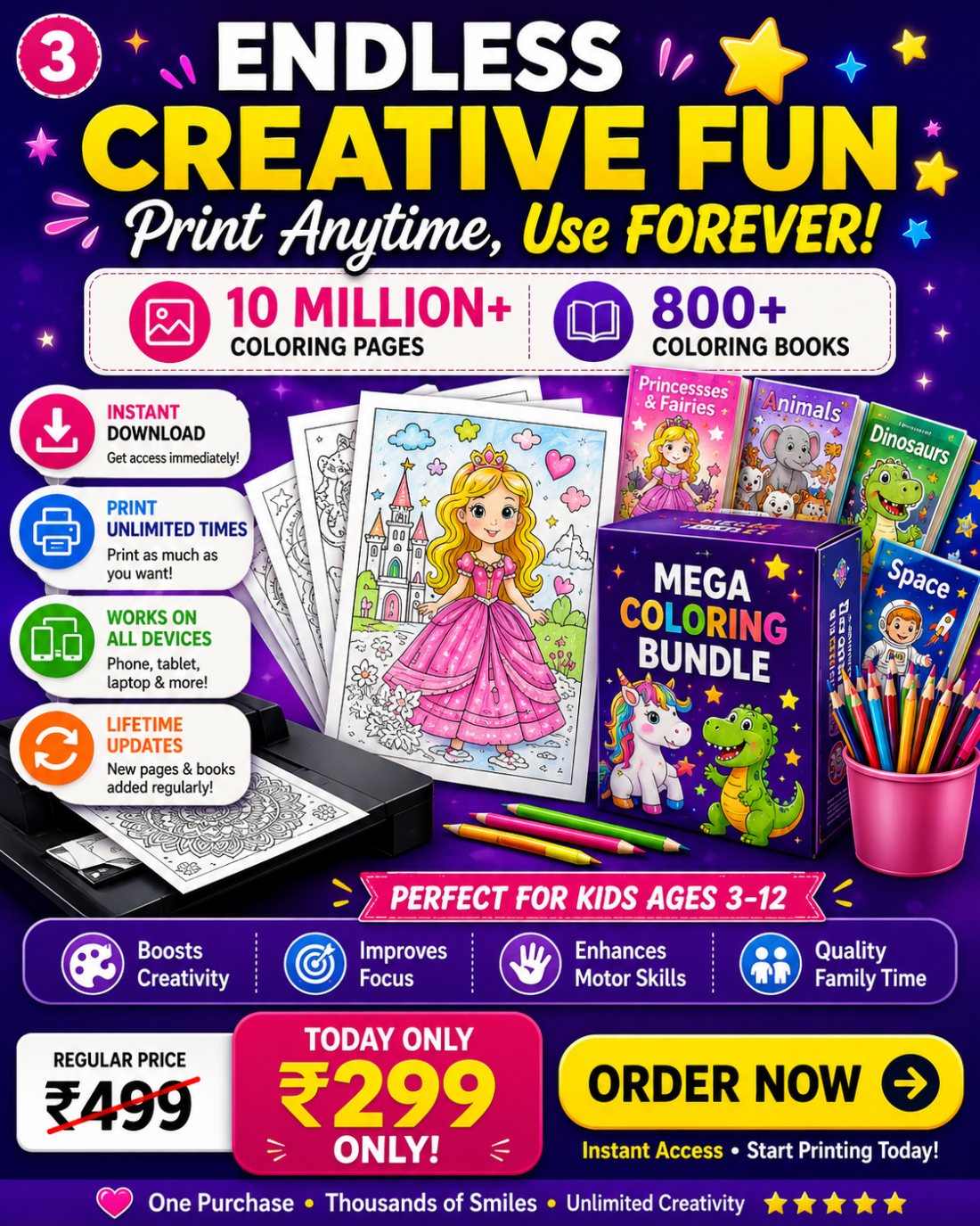 Mega coloring bundle — 10 million pages and 800 books across themes